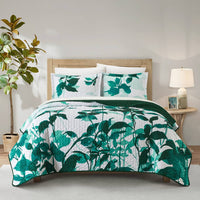 Chic Home Avery 3 Piece Watercolor Floral Quilt Set Green