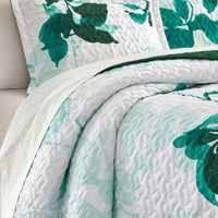Chic Home Avery 7 Piece Watercolor Floral Quilt Set Green