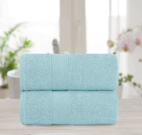 Chic Home Dobby Border Turkish Cotton 2 Piece Bath Sheet Towel Set-Blue