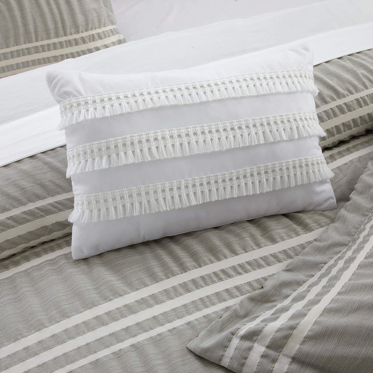 Chic-Home-Emma 4 Piece Striped Seersucker Comforter Set-