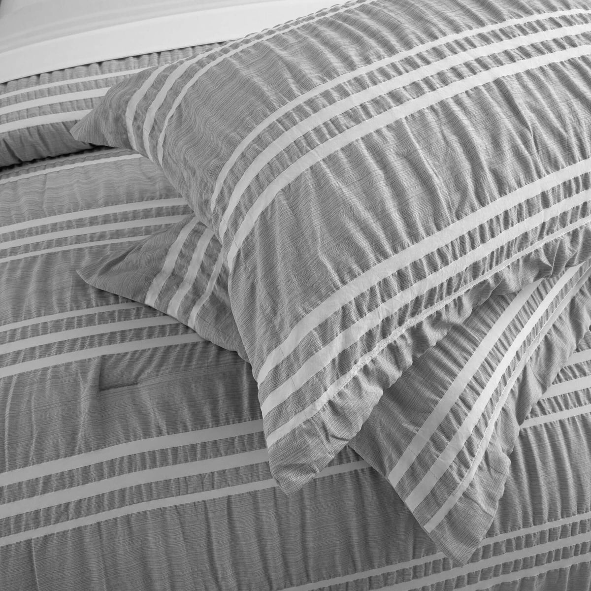 Chic-Home-Emma 8 Piece Striped Seersucker Comforter Set-
