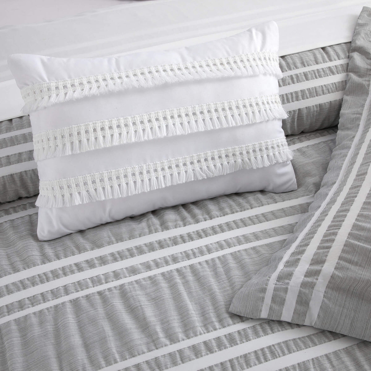 Chic-Home-Emma 8 Piece Striped Seersucker Comforter Set-