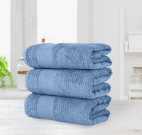 Chic Home Jacquard Turkish Cotton Bath Towel 3 Piece Set-Blue