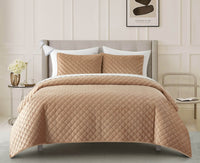 Chic Home Kehlani 7 Piece Dutch Velvet Quilt Set-Dusty Rose