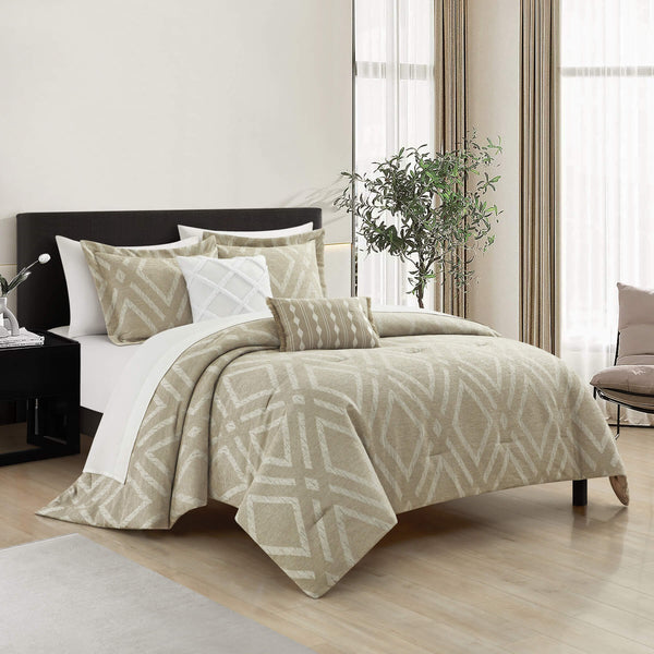 Chic-Home-Priam 5 Piece Chenille Jacquard Comforter Set-
