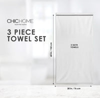Chic Home Striped Hem Turkish Cotton 3 Piece Bath Towel Set-Black