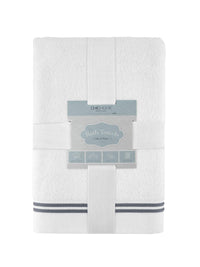 Chic Home Striped Hem Turkish Cotton 3 Piece Bath Towel Set-Grey