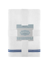 Chic Home Striped Hem Turkish Cotton 3 Piece Bath Towel Set-Navy