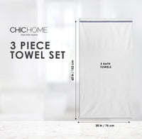 Chic Home Striped Hem Turkish Cotton 3 Piece Bath Towel Set-Navy