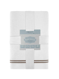 Chic Home Striped Hem Turkish Cotton 3 Piece Bath Towel Set-Taupe