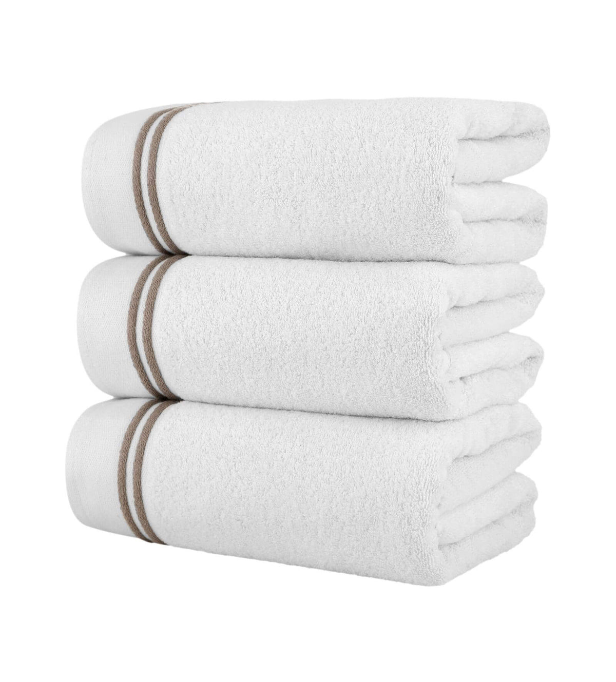Chic Home Striped Hem Turkish Cotton 3 Piece Bath Towel Set-Taupe
