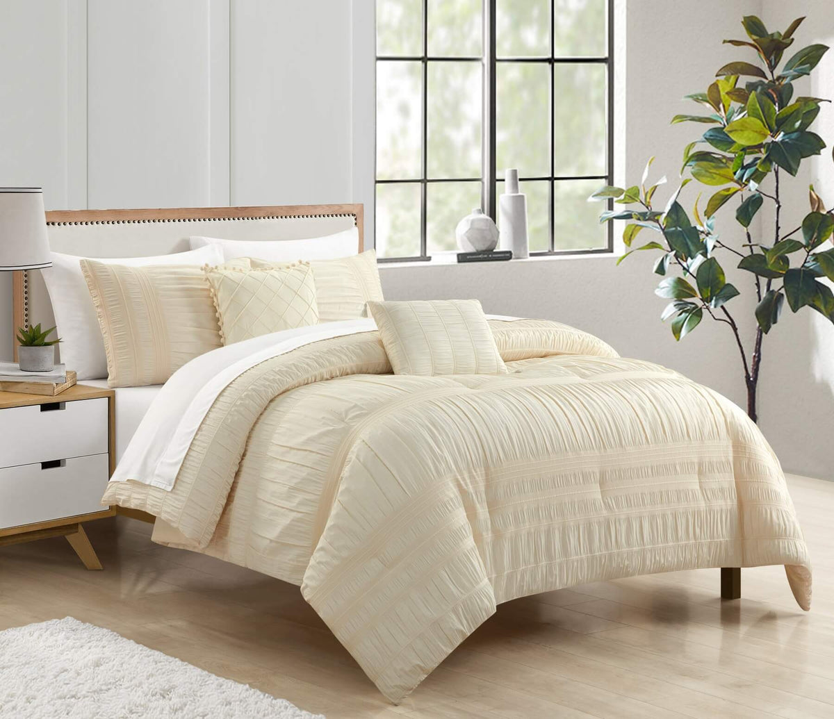 Chic Home Thalia 5 Piece Ruffled Striped Comforter Set-