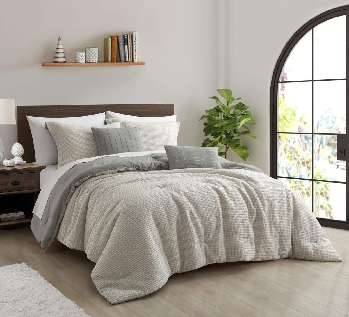 Chic-Home-Willa 5 Piece Waffle Texture Comforter Set-