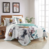 Chic Home Zariah 7 Piece Watercolor Floral Quilt Set Multi-color