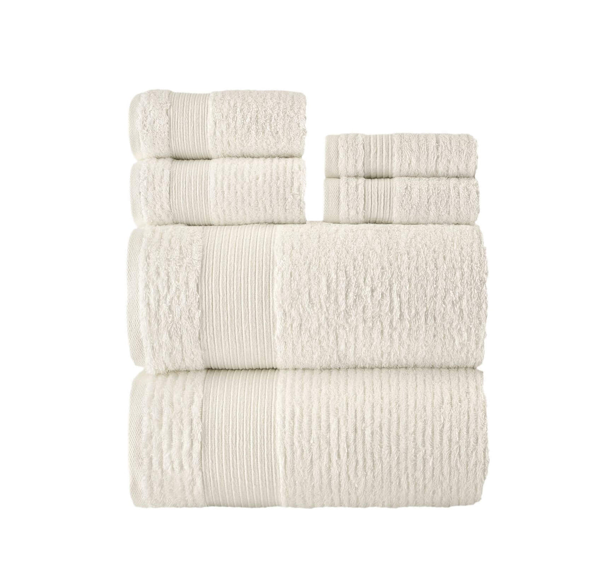 Jacquard Turkish Cotton 6 Piece Towel Set-Beige
