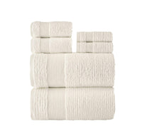 Jacquard Turkish Cotton 6 Piece Towel Set-Beige