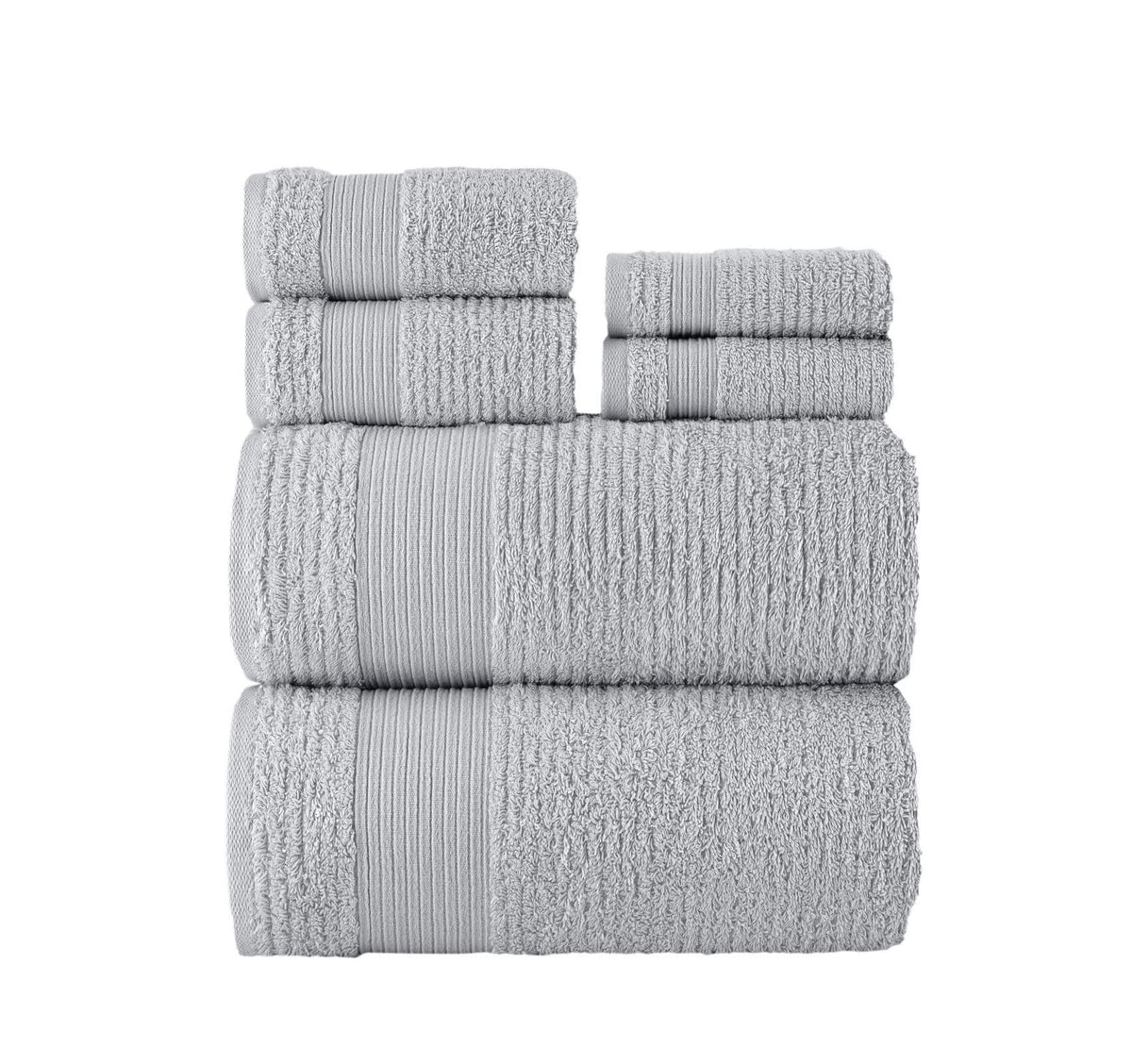 Jacquard Turkish Cotton 6 Piece Towel Set-Grey