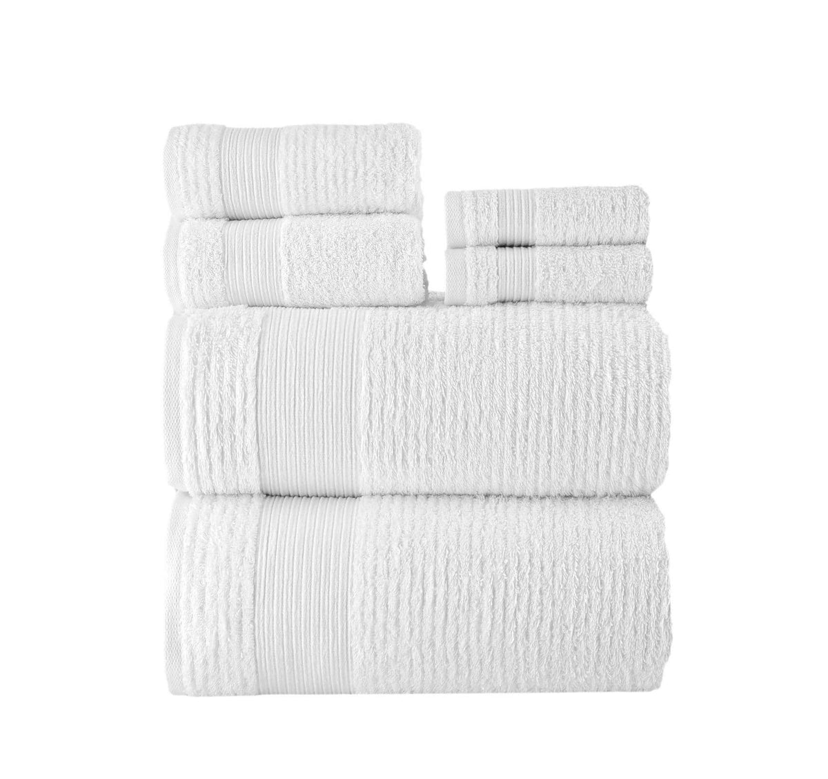Jacquard Turkish Cotton 6 Piece Towel Set-White