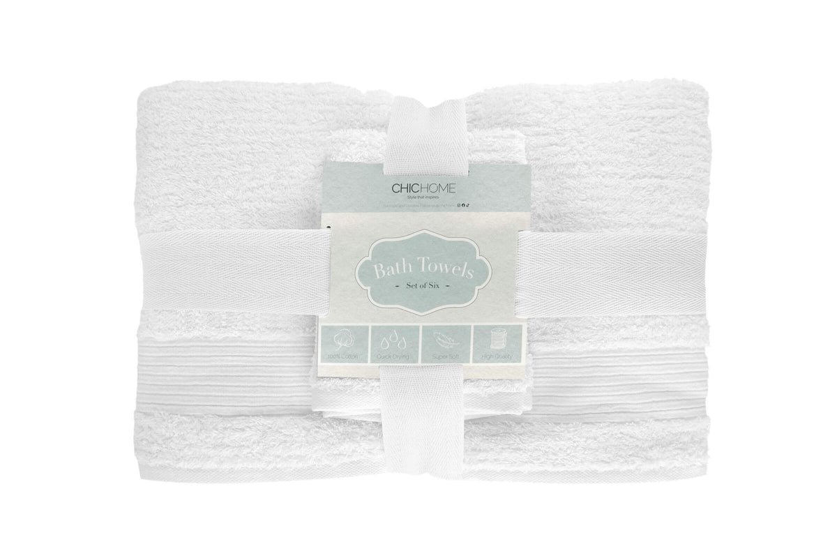 Jacquard Turkish Cotton 6 Piece Towel Set-White
