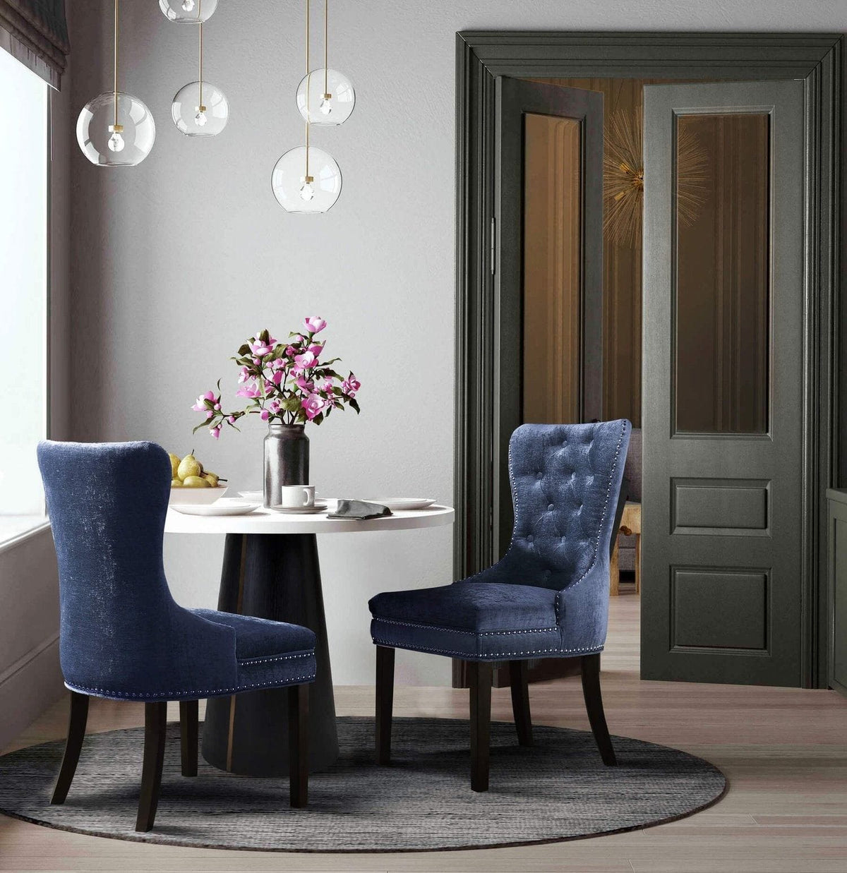 Chic Home Diana Tufted Velvet Dining Chair Set of 2 Blue