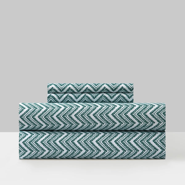 Chic Home Alaina 4 Piece Chevron Design Sheet Set Green