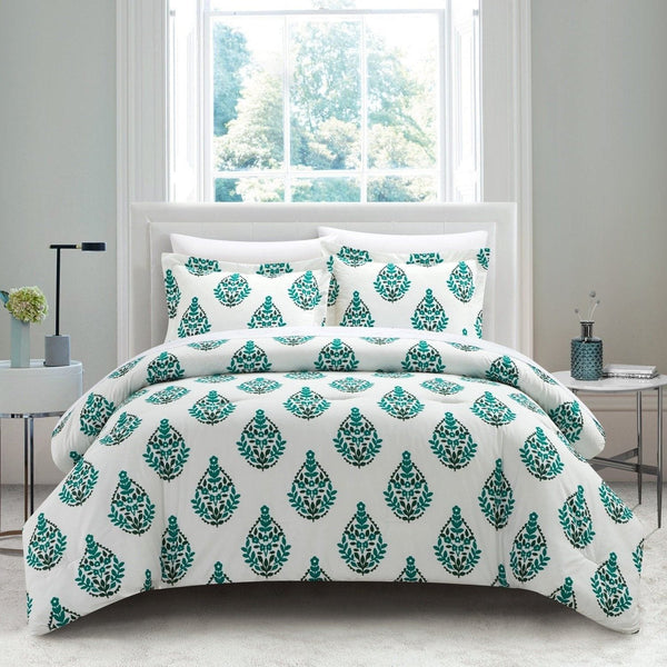 Chic Home Amelia 3 Piece Floral Medallion Print Duvet Cover Set Green