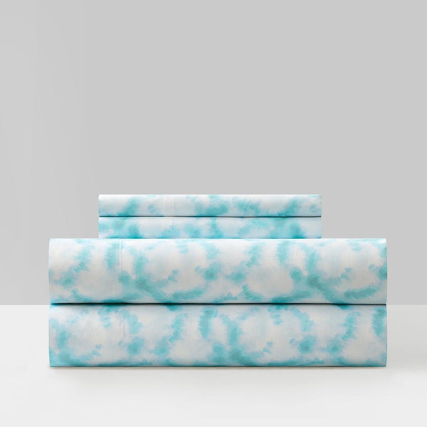 Chic Home Amira 4 Piece Watercolor Print Sheet Set Aqua