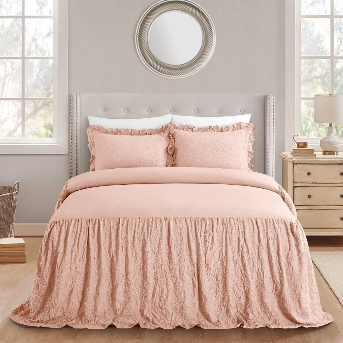 Chic Home Ashford 7 Piece Ruffled Quilt Set Blush
