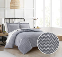 Chic Home Blaine 3 Piece Chevron Duvet Cover Set