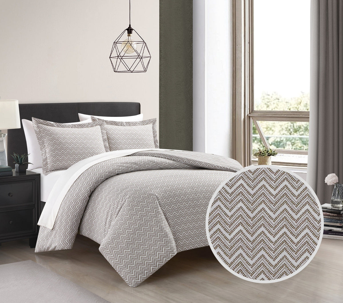 Chic Home Blaine 3 Piece Chevron Duvet Cover Set