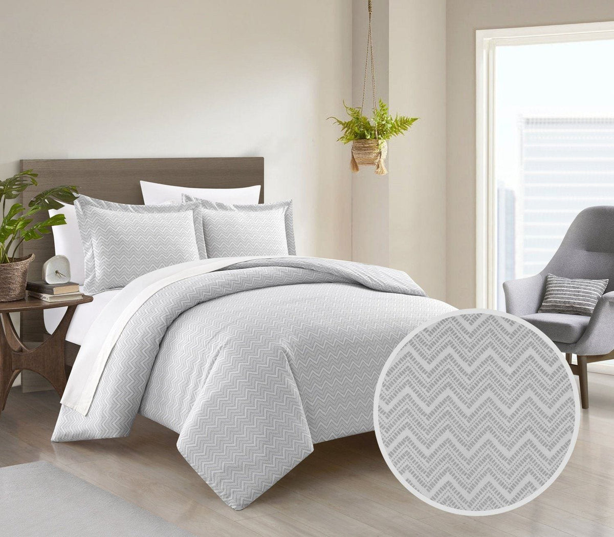 Chic Home Blaine 3 Piece Chevron Duvet Cover Set