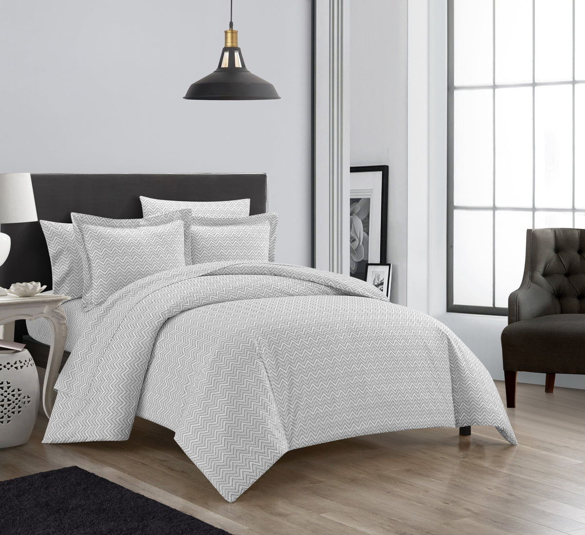 Chic Home Blaine 7 Piece Chevron Duvet Cover Set