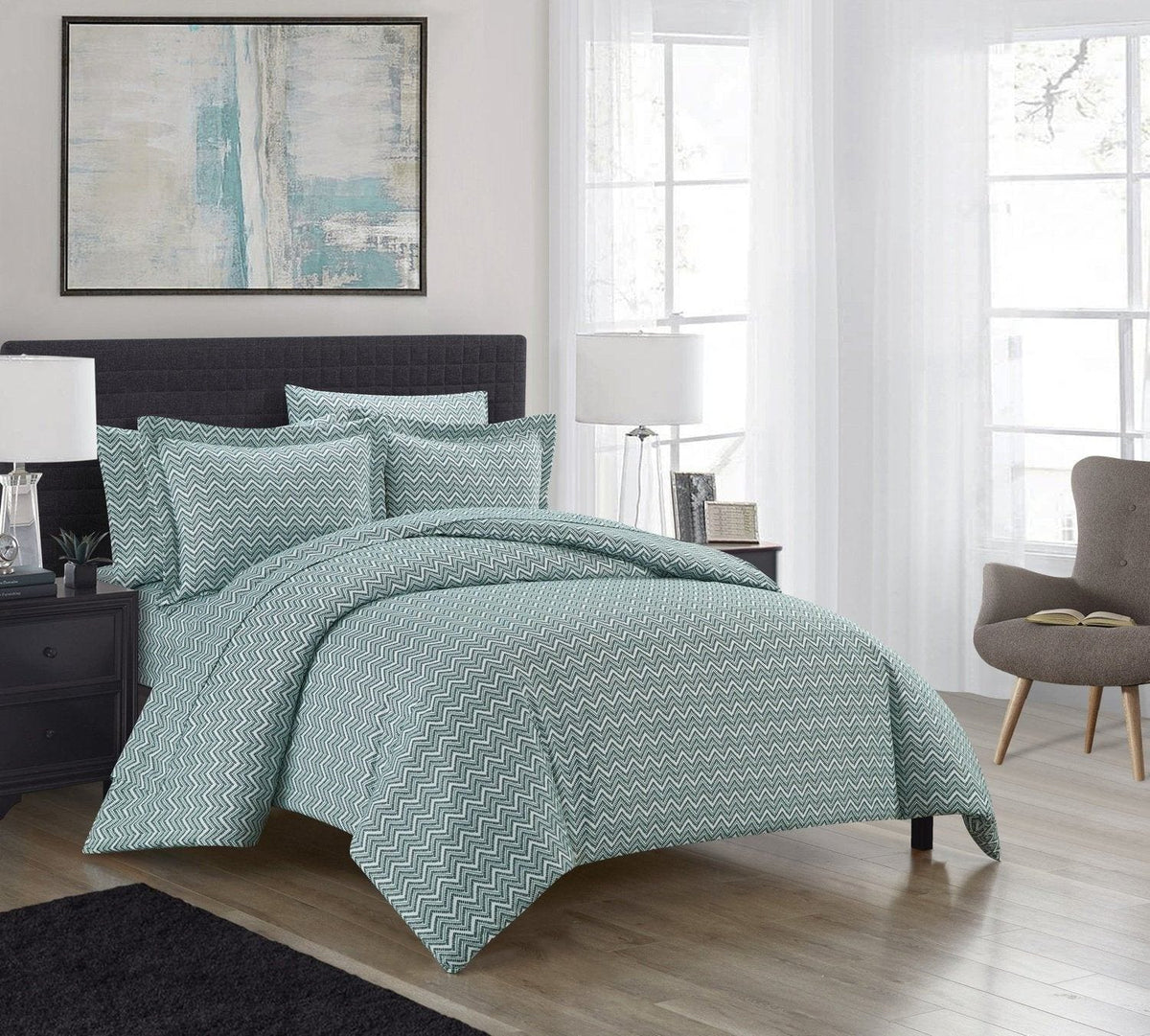 Chic Home Blaine 7 Piece Chevron Duvet Cover Set