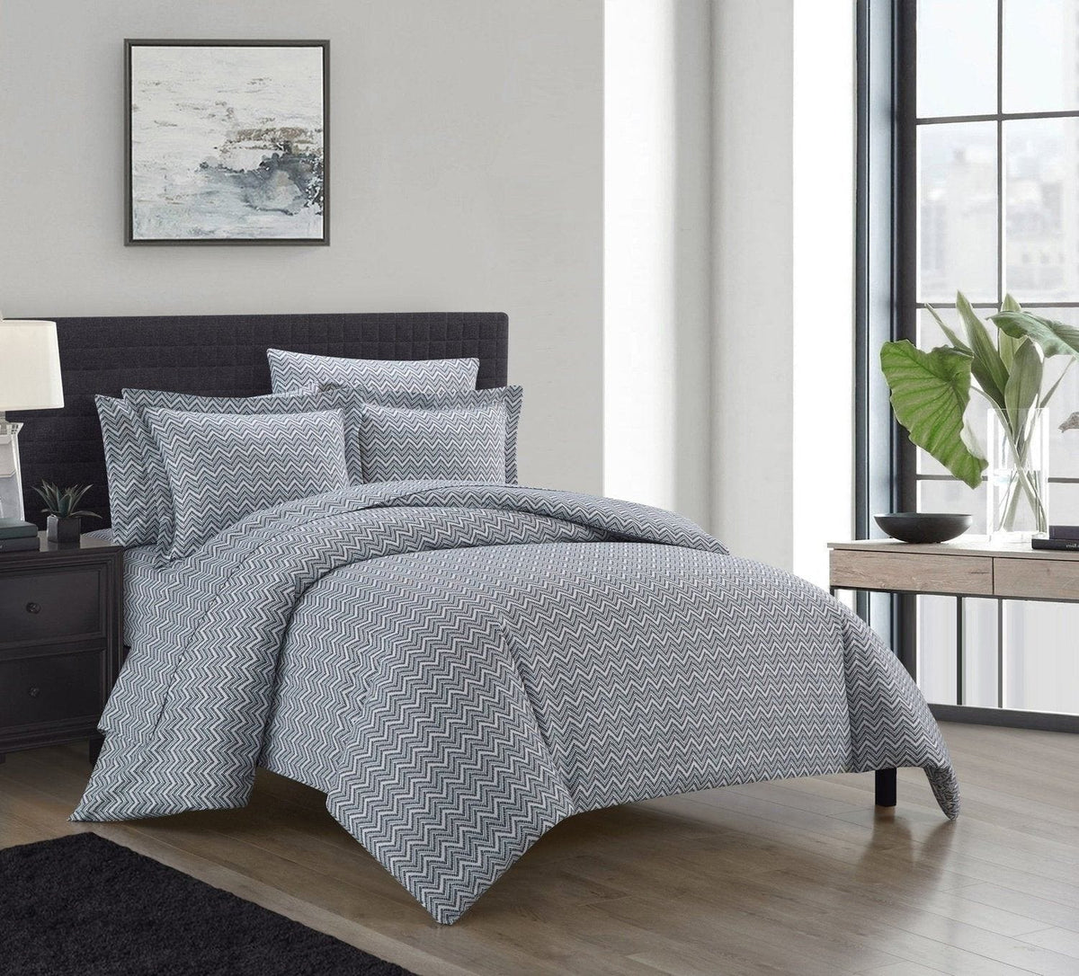 Chic Home Blaine 7 Piece Chevron Duvet Cover Set