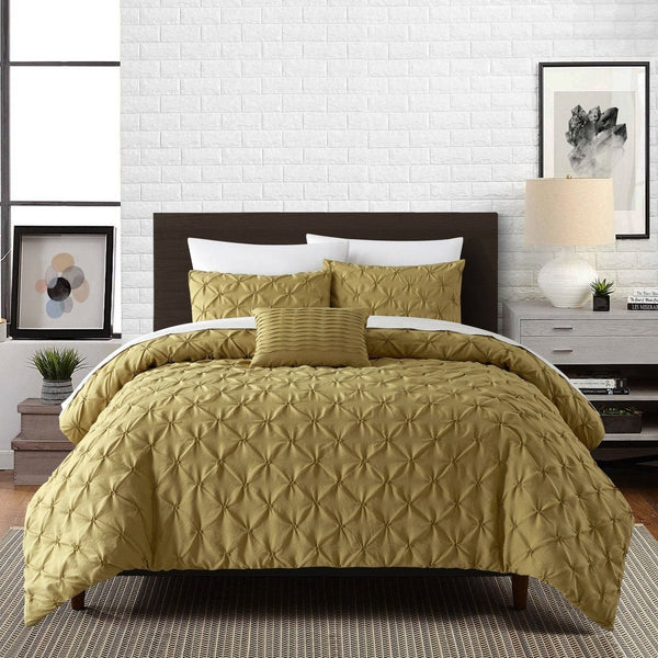 Chic Home Bradley 8 Piece Diamond Pinch Pleat Comforter Set Mustard