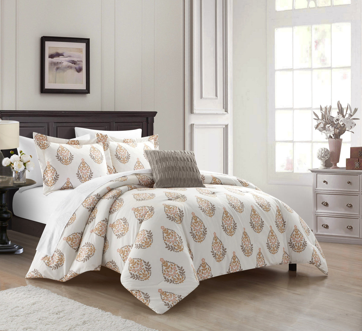 Chic Home Clarissa 4 Piece Floral Medallion Print Comforter Set