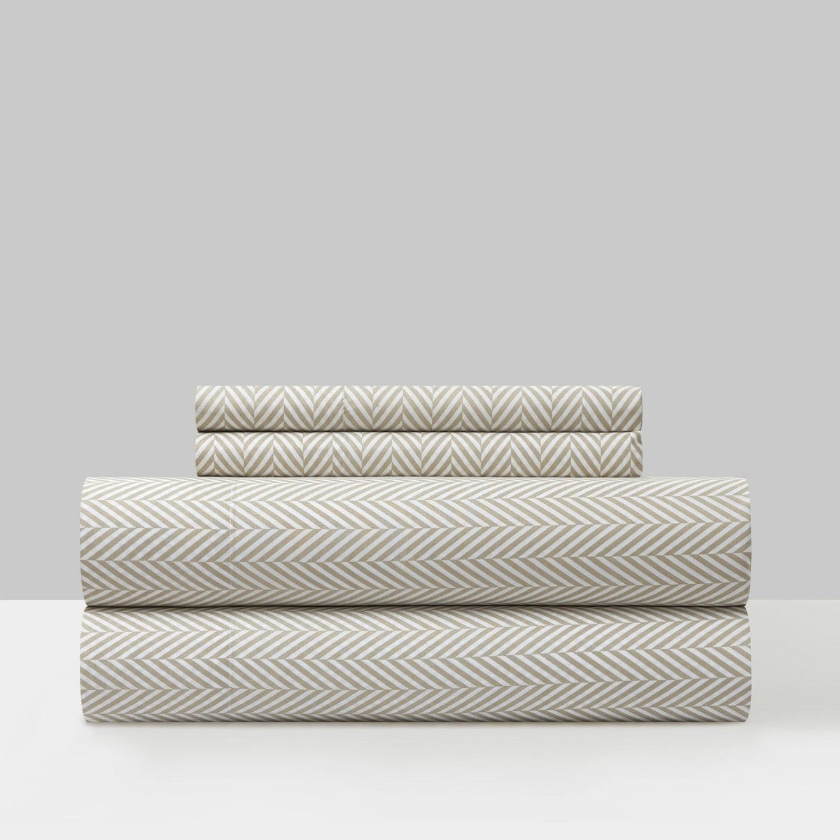 Chic Home Denise 4 Piece Graphic Herringbone Print Sheet Set Beige