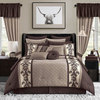 Chic Home Dorian 30 Piece Color Block Comforter Set Brown