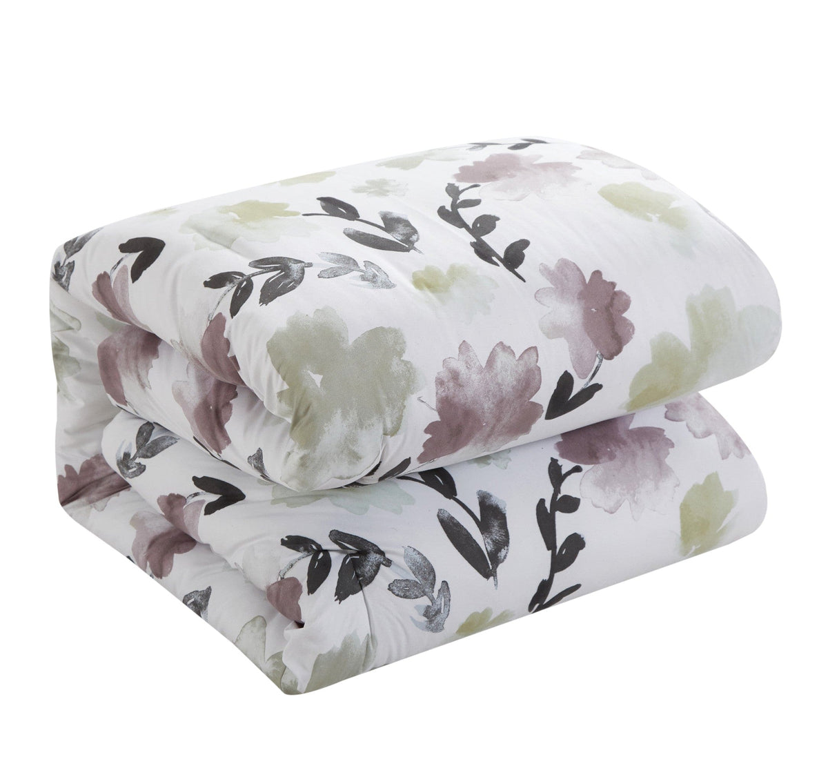Chic Home Everly Green 3 Piece Reversible Watercolor Floral Print Duvet Cover Set