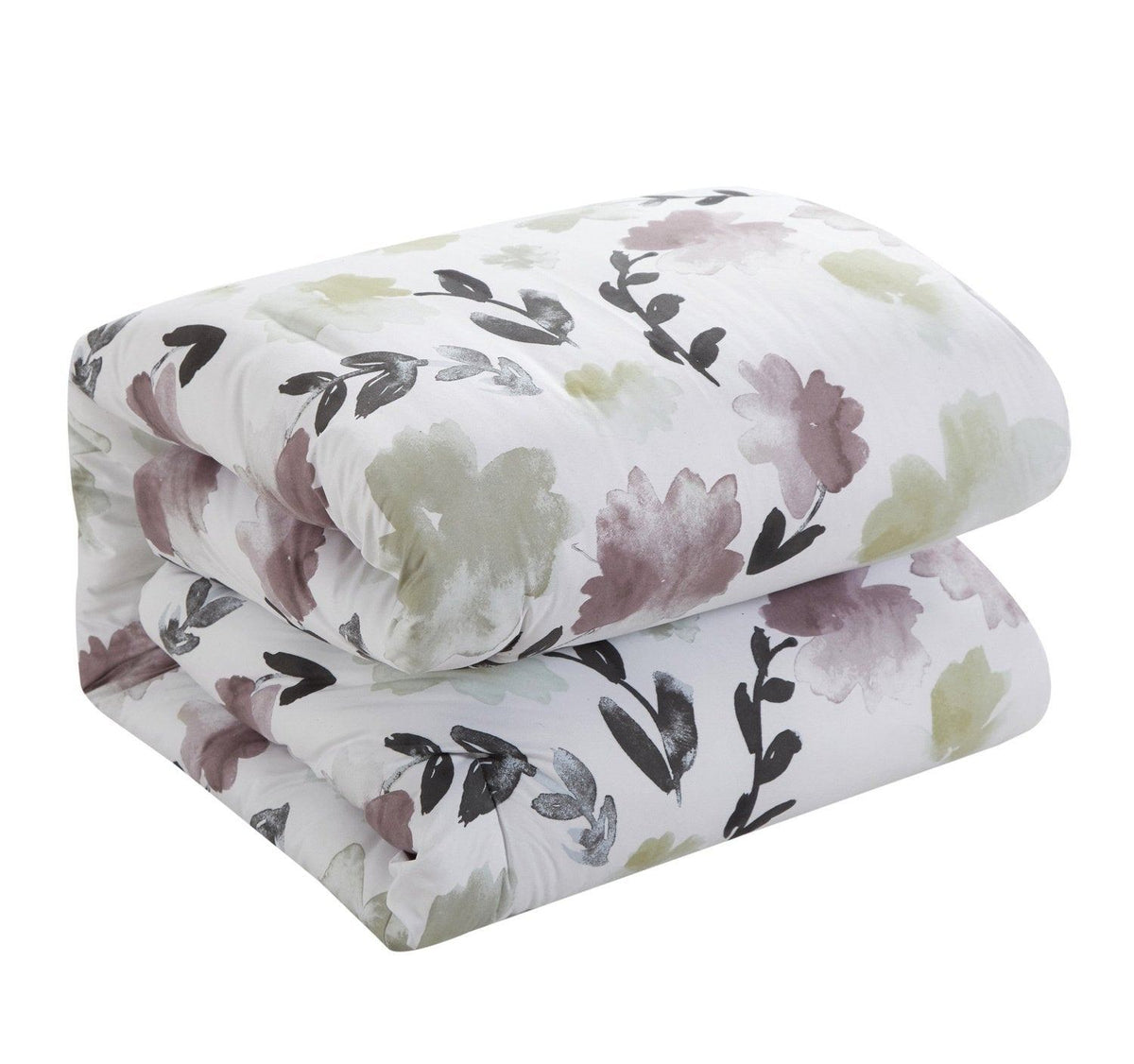 Chic Home Everly Green 7 Piece Reversible Watercolor Floral Print Duvet Cover Set