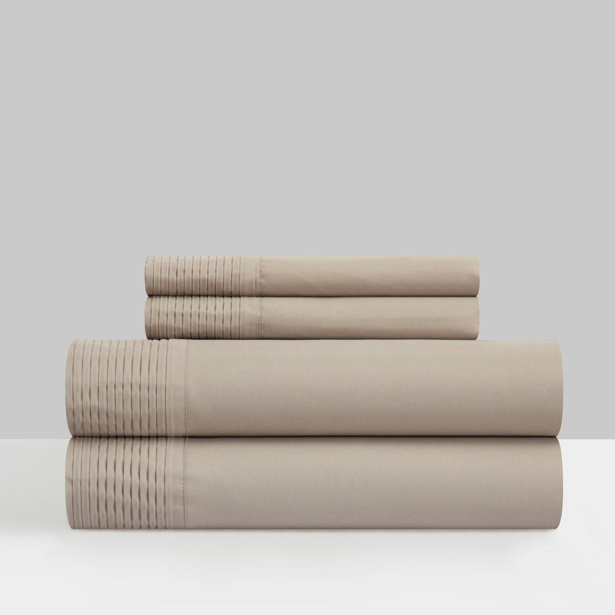 Chic Home Harley 4 Piece Pleated Sheet Set Taupe