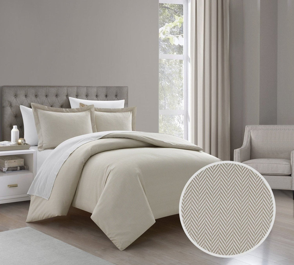 Chic Home Laurel 3 Piece Graphic Herringbone Print Duvet Cover Set