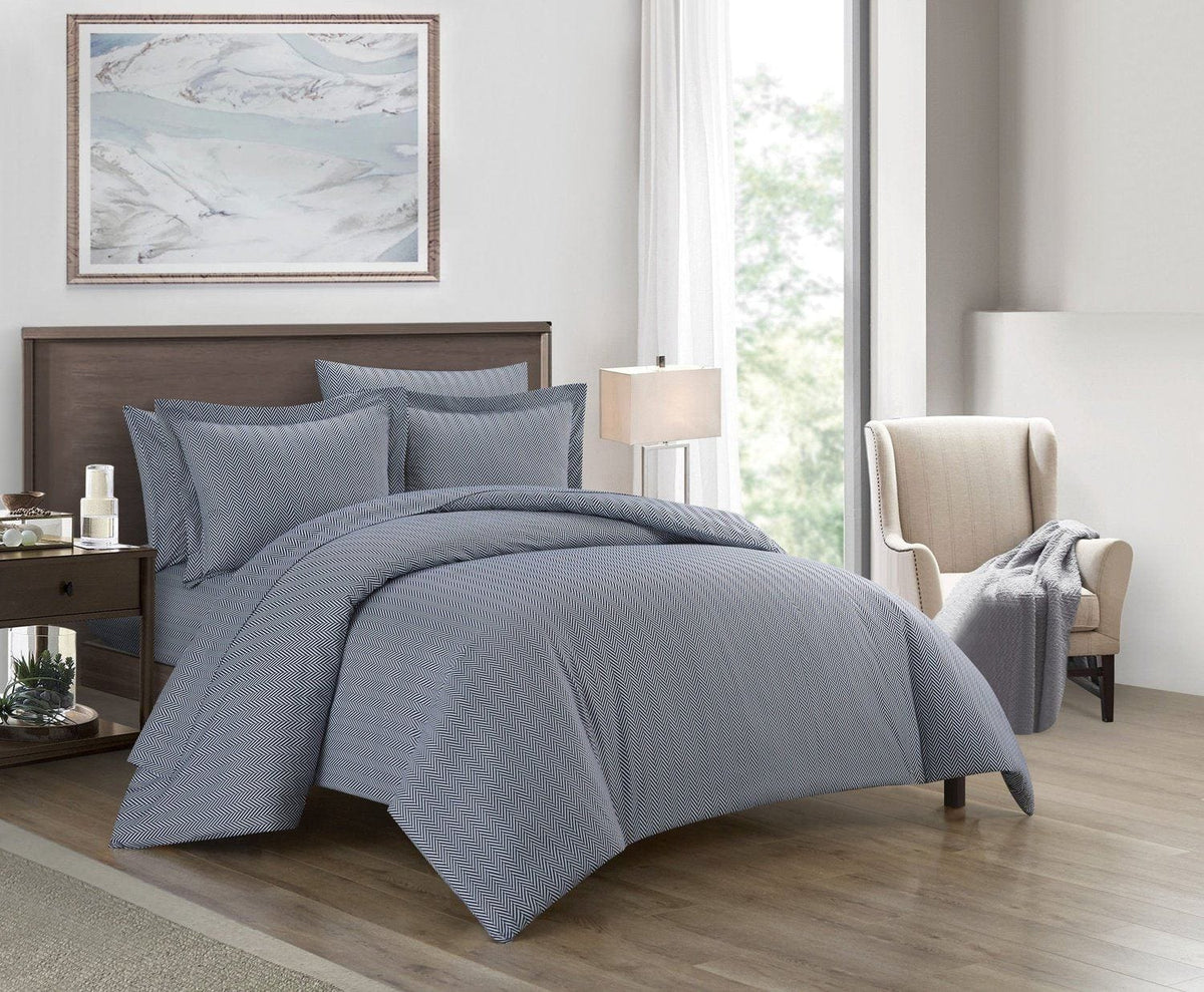 Chic Home Laurel 7 Piece Graphic Herringbone Print Duvet Cover Set