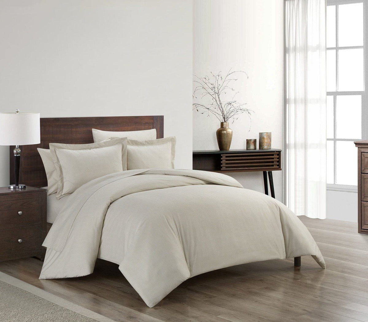 Chic Home Laurel 7 Piece Graphic Herringbone Print Duvet Cover Set