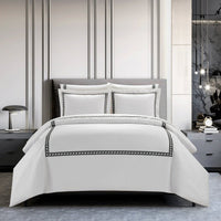 Chic Home Lewiston 3 Piece Cotton Blend 1500 TC Duvet Cover Set Black