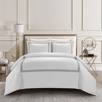 Chic Home Lewiston 3 Piece Cotton Blend 1500 TC Duvet Cover Set Grey