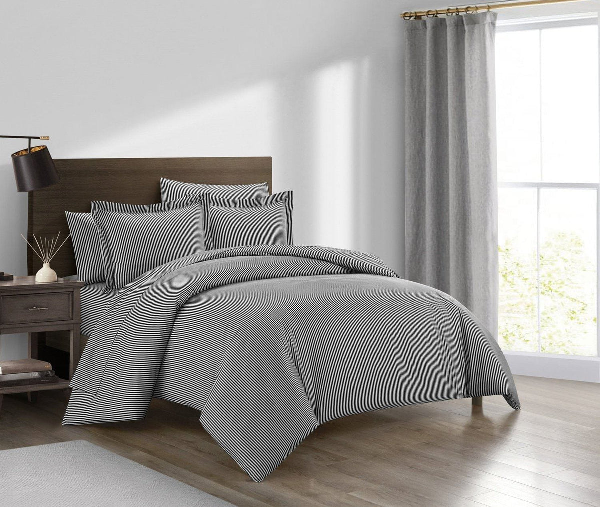 Chic Home Morgan 7 Piece Striped Duvet Cover Set