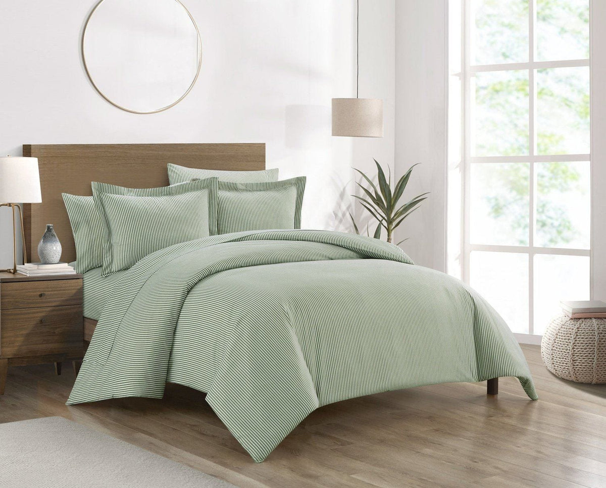 Chic Home Morgan 7 Piece Striped Duvet Cover Set
