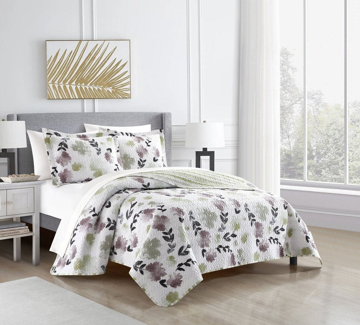Chic Home Parson Green 7 Piece Reversible Watercolor Floral Print Quilt Set