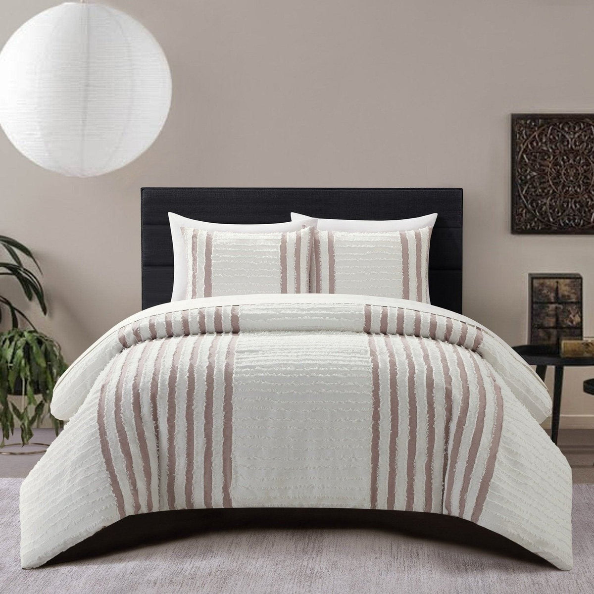 Chic Home Salma 3 Piece Cotton Jacquard Duvet Cover Set Blush